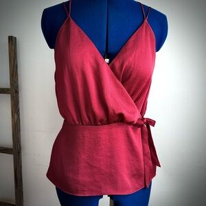 NWT Express Cranberry Satin Faux Wrap Cami